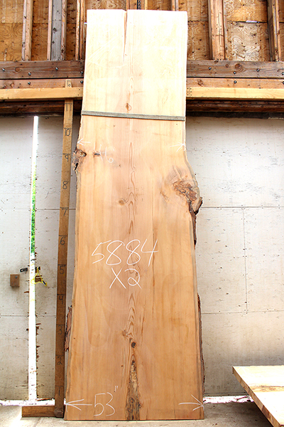 14feet 10in. Length 2-7/8 in. thick Douglas Fir live edge slab #5884x2