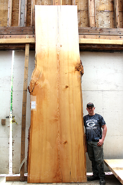 14feet 10in. Length 2-7/8 in. thick Douglas Fir live edge slab #5884x2
