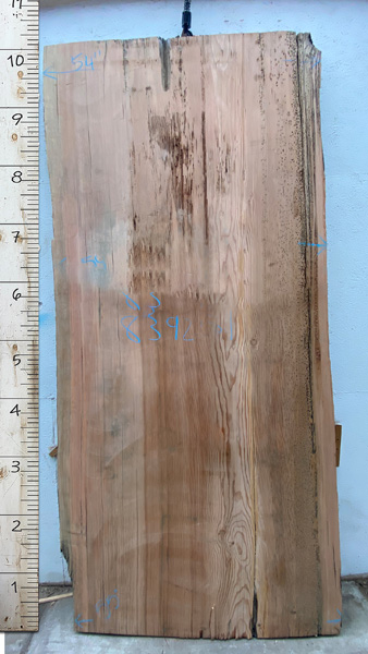 10feet 1in. Length 4-1/16 in. thick Douglas Fir live edge slab #8392x01